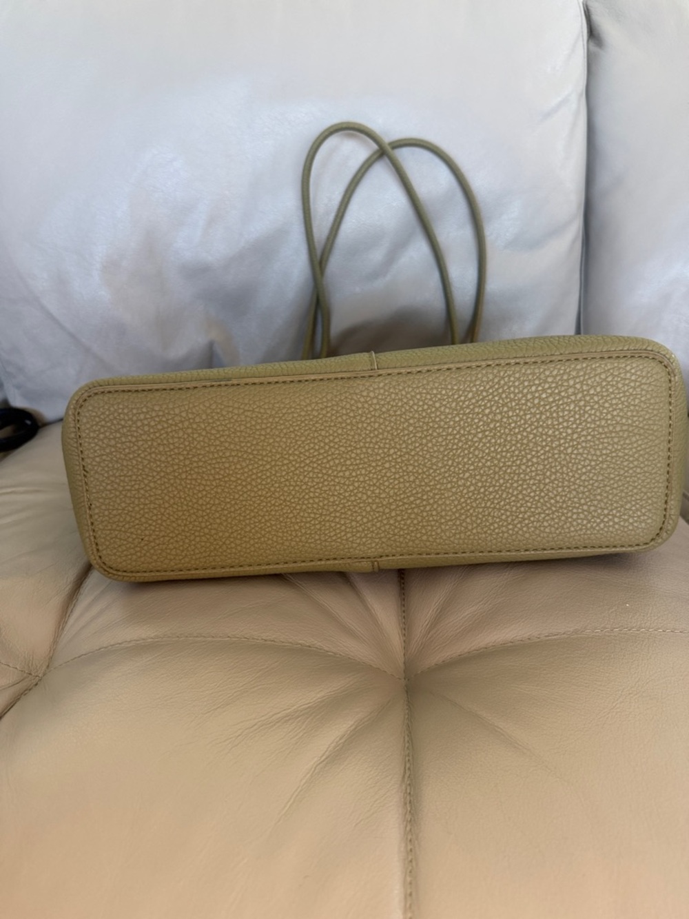 Olive Green Leather Tote Bag - Picture 2 of 5